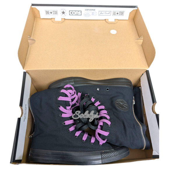 Converse CTAS XXHI Womens 6 Black Purple Knee High Canvas Zipper Sneaker Boot - Picture 10 of 11